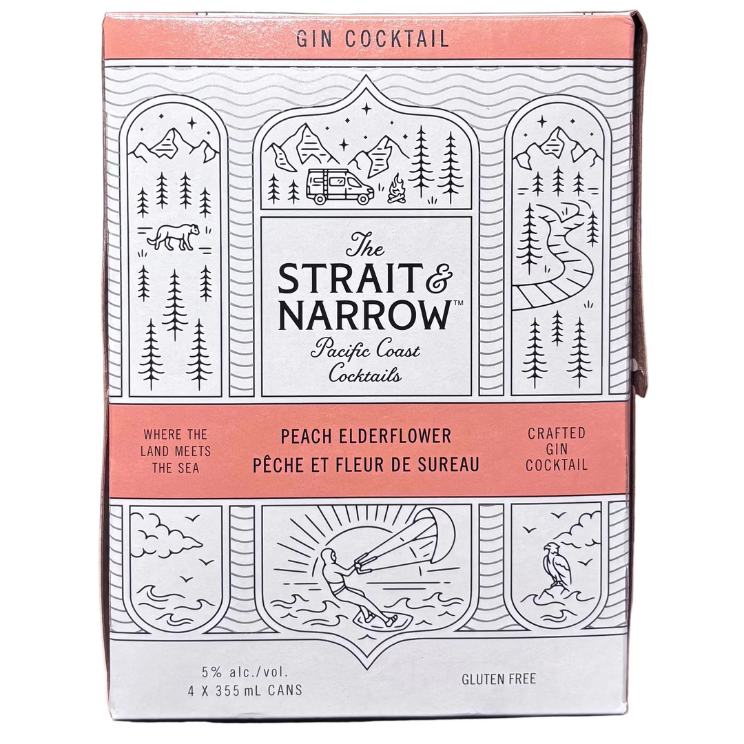 The Strait and Narrow - Peach Elderflower GIN Cocktail Can 4AR
