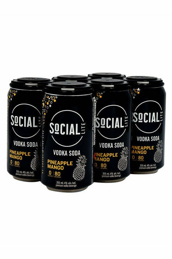 Social Lite Pineapple Mango Vodka Soda 6 AR - francosliquorstore